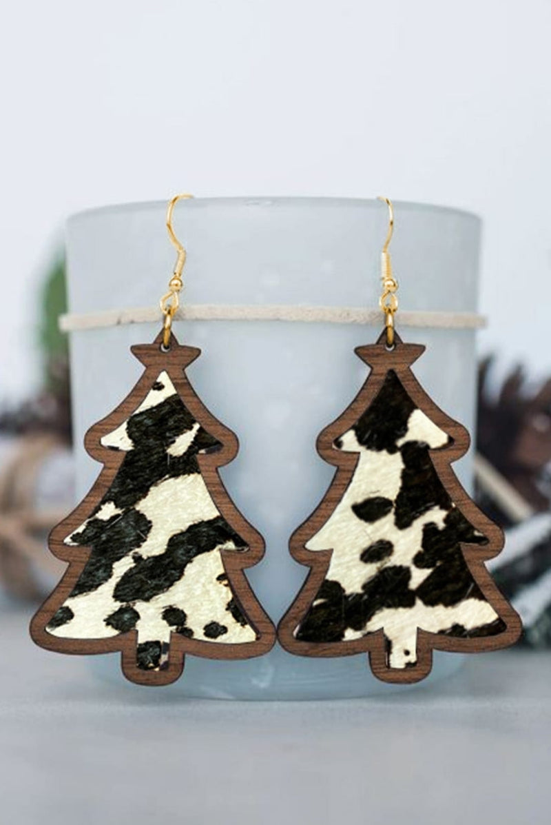 tree with cow print earrings (rts)